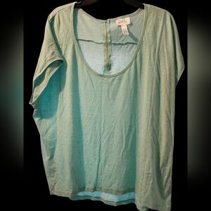 Just Be Women's Mint Green Zip Back Top - Size 3X
